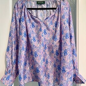 Women's Vibrant Pink and Blue Blouse